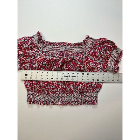 J. Crew Cotton Poplin Cropped Top Liberty Wiltshire Pink Floral Print Size Large - Picture 8 of 10